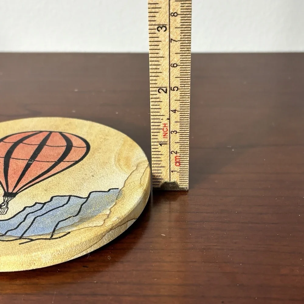 Set(4) Thirstystone Hot Air Balloon Coasters Natural Sandstone w/Cork Back